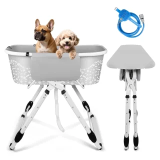 Bañera Portátil Elevada para Perros y Gatos – 5 Alturas Ajustables – 101x58x121 cm