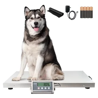 Báscula Veterinaria Profesional de Acero Inoxidable | Plataforma de Suelo Hasta 300 Kg para Animales