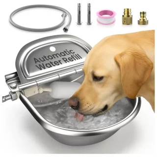 Bebedero Automatico Conexion Manguera Jardin 3 L – Acero Inoxidable Perros y Ganado con Desague