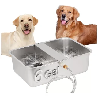 Bebedero Automatico Doble 23 Litros Acero Inoxidable Llenado Continuo Perros y Gatos