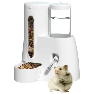 Bebedero y Comedero Automático 2 en 1 para Roedores | Dispensador de Agua y Alimento Ahorra Espacio
