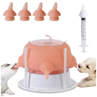 Biberón para Cachorros y Gatitos | Mamadera de 200 ml con 4 Tetinas de Silicona