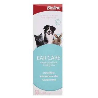 Bioline Ear Care (50 ml): Gotas Limpiadoras y Desodorantes para Oídos de Perros y Gatos