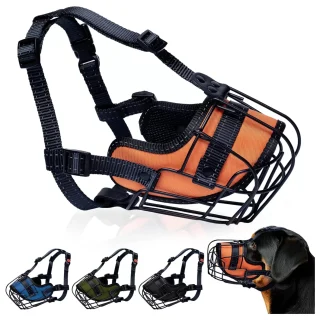 Bozal de Cesta de Alambre para Perros Grandes | Bozal Antimordidas Ajustable y Transpirable para Rottweiler