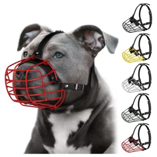 Bozal de Cesta de Alambre para Perros Grandes | Con Correas de Cuero Ajustables