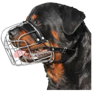 Bozal de Metal XL para Perros Grandes | Bozal Resistente Antimordidas para Rottweiler y Dóberman