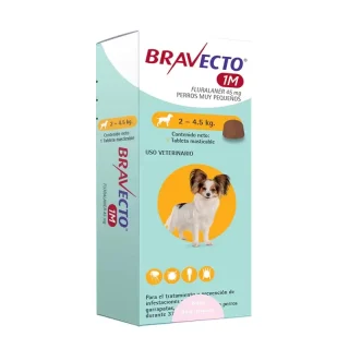 Bravecto 1M (1 Mes) 45 mg | Antiparasitario para Perros Muy Pequeños (2–4.5 kg)