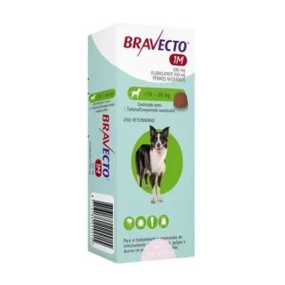 Bravecto 1M (1 Mes) Antiparasitario para Perros de 10 a 20 kg (Protección 37 Días)