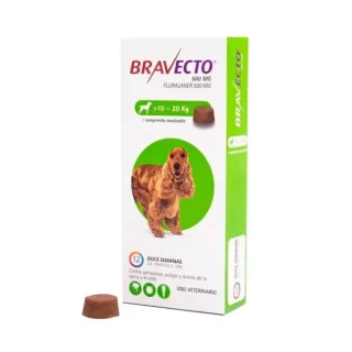 Bravecto 500 mg: Comprimido Antiparasitario para Perros de 10 a 20 kg (Protección 12 Semanas)