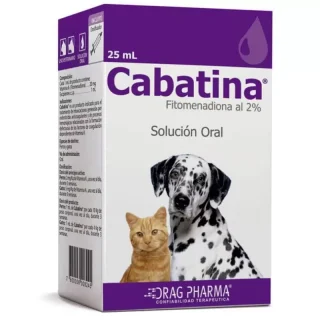Cabatina Solución Oral 25 mL (Vitamina K1) | Antídoto para Intoxicación por Rodenticidas para Perros y Gatos