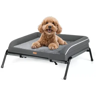 Cama Elevada 2 en 1 (82x68x24 cm): Soporte Articular Ortopédico, Cojín Removible (Invierno y Verano)