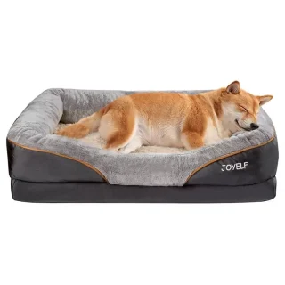 Cama Ortopédica (Memory Foam) 4 Estaciones: Diseño Sofá, Impermeable y Cojín Refrescante de Ratán para Perros Grandes y Senior