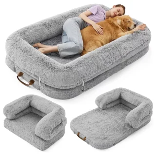Cama Ortopédica Plegable 3 en 1 (173×112 cm) | Uso Dual Humanos y Perros | Convertible Sofá y Lounge