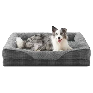 Cama Perro Ortopédica Antiestrés | Colchón Viscoelástico | 100% Impermeable y Lavable | Soporte Cuello