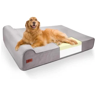 Cama Sofá Ortopédica XL para Perros Grandes (127×86×25 cm) | Soporte Articular, Entrada Baja y Forro Impermeable