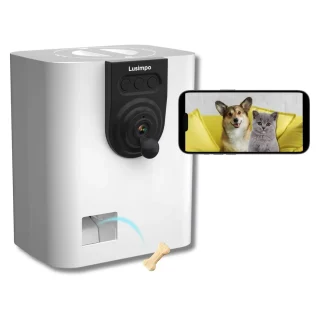 Cámara para Mascotas con Dispensador de Golosinas – Visión Nocturna y Detección de Movimiento – Wi-Fi