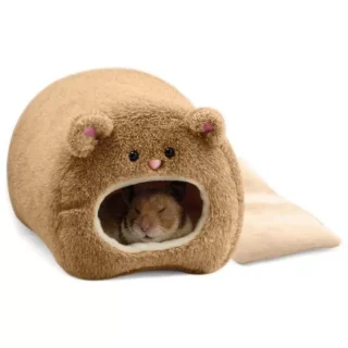 Casa Cueva de Franela Suave 2 en 1 (11x11x8 cm) | Hamaca Colgante Térmica para Hámster e Invierno