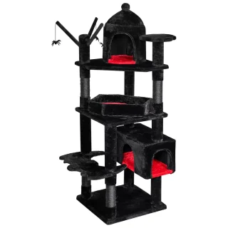 Castillo Rascador Gótico (160x49x49 cm) – Cama Ataúd XL, Estabilidad Triángulo y Capacidad para 6 Michis