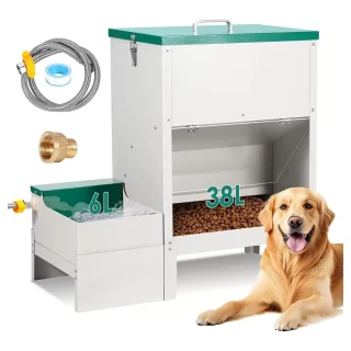 Comedero Automatico por Gravedad 19kg y Bebedero 6L Acero Inoxidable 2 en 1