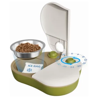 Comedero Automatico 48 Horas con Platos de Acero Inoxidable para Comida Humeda y Seca