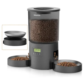 Comedero Automatico Doble para 2 Gatos 1.9 kg con Temporizador y Grabacion de Voz