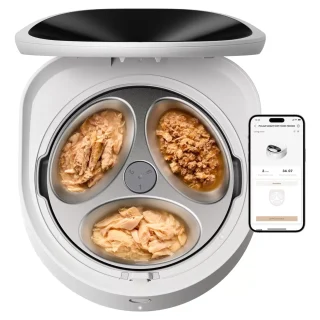 Comedero Automatico Refrigerado para Comida Humeda WiFi 3 Platos de Acero Inoxidable