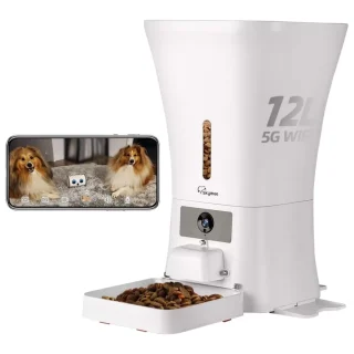 Comedero Automatico WiFi 5G con Camara HD 1080P de 5 kg Programable para Mascotas
