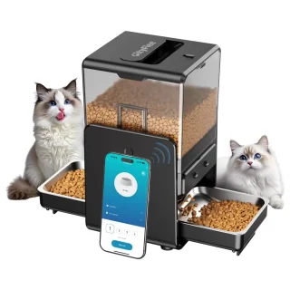 Comedero Automatico WiFi 5G para 2 Gatos y Perros 2.3 kg con Altura Ajustable