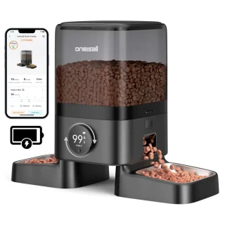 Comedero Automatico WiFi Inalambrico 2.3 kg con Doble Plato para 2 Gatos y Perros