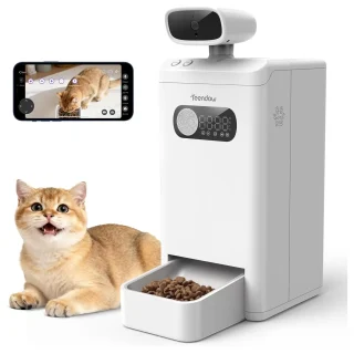 Comedero Automatico WiFi con Camara 4MP 1.6 kg y Juguete Laser para Gatos y Perros