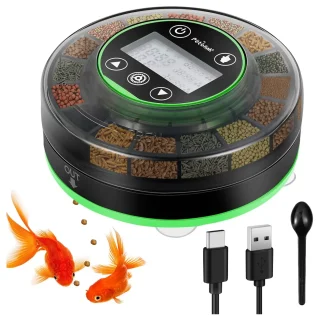 Comedero Automático de Precisión Recargable USB | Para Peces de Pellets, Polvos y Gránulos | Antihumedad