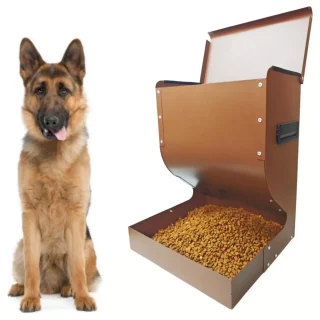 Comedero Automatico por Gravedad para Perros Grandes 7 kg Acero Galvanizado 30x17x40 cm
