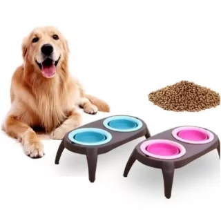 Comedero Elevado Portátil para Mascotas | Cuenco de Silicona para Mejorar la Digestión y Postura de 43x21x13 Cm