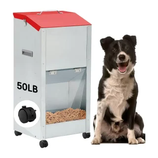 Comedero por Gravedad para Perros Grandes (22 kg) – Acero Galvanizado con Ruedas