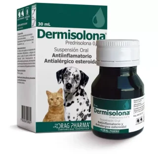Dermisolona Suspensión Oral (Prednisolona)  Antiinflamatorio y Antialérgico para Perros y Gatos