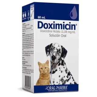 Doximicin Solución Oral 60 mL Antibiótico Doxiciclina para Infecciones Perros y Gatos