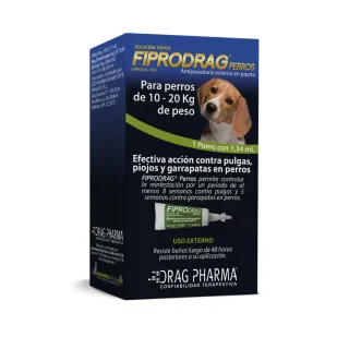 Fiprodrag Perros (10-20 kg) | Pipeta Antipulgas, Garrapatas y Piojos | Fipronil 8 Semanas