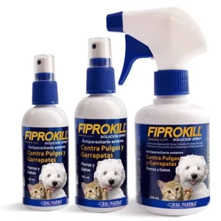 Fiprokill Solución Spray: Antiparasitario Externo contra Pulgas y Garrapatas en Perros y Gatos (Desde los 2 Días)