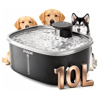 Fuente de Agua Inalambrica Acero Inoxidable 10 Litros Perros Grandes Sensor y Bateria 60 Dias