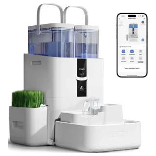 Fuente de Agua WiFi 5G 10 Litros Autolimpiable Separa Residuos y Cultiva Hierba Gatera