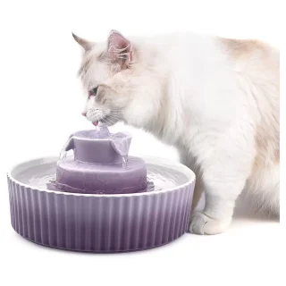 Fuente de Agua de Cerámica Tipo Cascada Silencioso para mascotas de 2.1 L