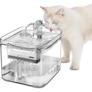 Fuente de Agua Electrica Transparente Cuadrada para Mascotas 3 L