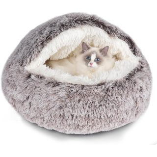 Cama Cueva de Felpa Lavable para Mascotas 50x50x30 Cm