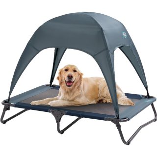 Cama Refrescante Elevada con Techo para Perros 96x66x18 Cm