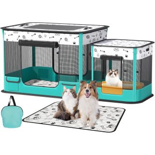 Corral Doble Plegable para Mascotas 81x60x55 Cm
