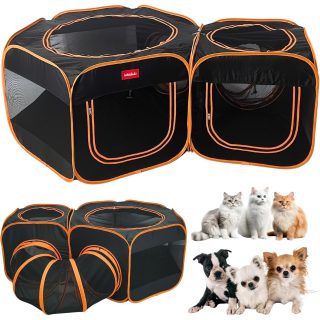 Corral Doble Plegable Interactivo con Túnel para Mascotas 152x114x60 Cm