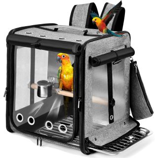 Mochila Transportadora de Pájaros con Bandeja Extraíble 34x27x38 Cm