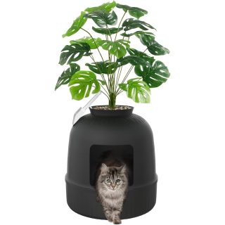 Caja de Arena Oculta para Gatos con Planta Sintética 48x48x50 Cm