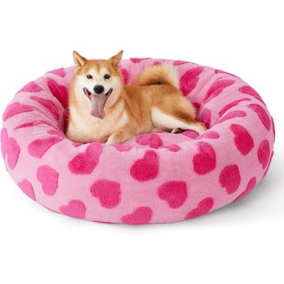 Cama Dona Relajante para Mascotas con Forma Rosado Corazones 90x90x25 Cm