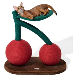 Rascador Doble Cereza con Hamaca para Gatos 35x70x39 Cm